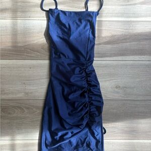 Navy Blue Backless Dress